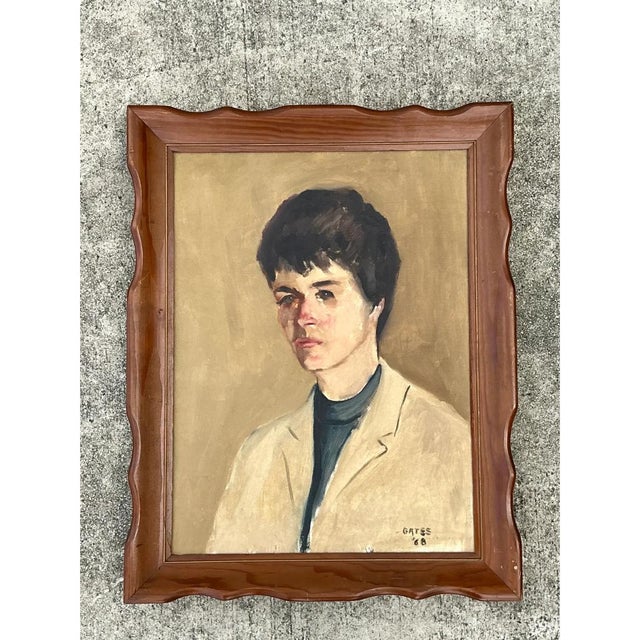 Vintage 1968 Signed Portrait Painting For Sale - Image 12 of 12
