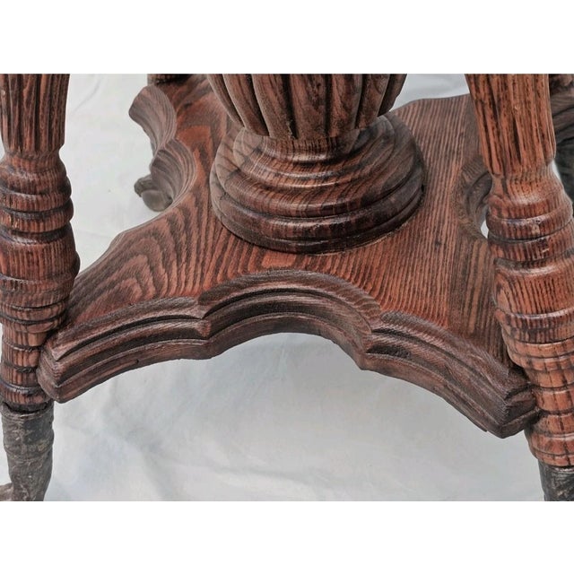 Wood Antique Victorian Lyon & Healy Piano Stool Swivel Adjustable Cast Iron 1890s For Sale - Image 7 of 16