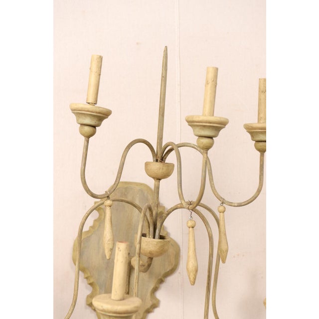 Wood Early 20th Century Italian Style 7-Light, 2-Tiered Sconce For Sale - Image 7 of 8