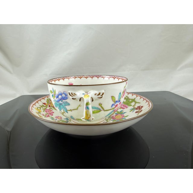 Ceramic Antique Mintons Cuckoo Tea Cup and Saucer Set Birds and Florals For Sale - Image 7 of 9