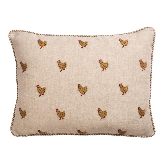 Schumacher Betsy's Chicken Lumbar Pillow In Natural For Sale
