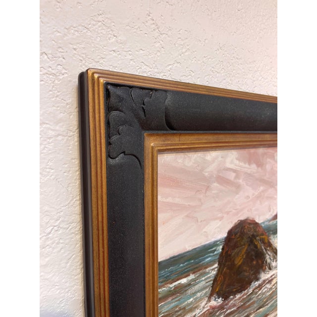 Contemporary Sesimbra by Sparky LeBold | Oil on Canvas Seascape with rocky shoreline and waves For Sale - Image 3 of 5