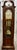 This is a vintage cherry wood grandfather clock featuring a swan-neck pediment, a brass dial with a moving moon phase...