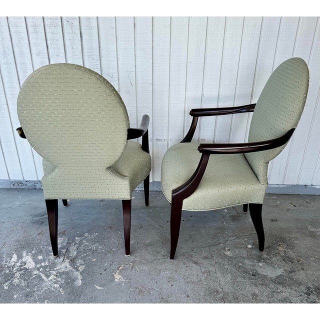 Donghia Pair Rolled Arm Decorator Donghia Arm Chairs For Sale - Image 4 of 11