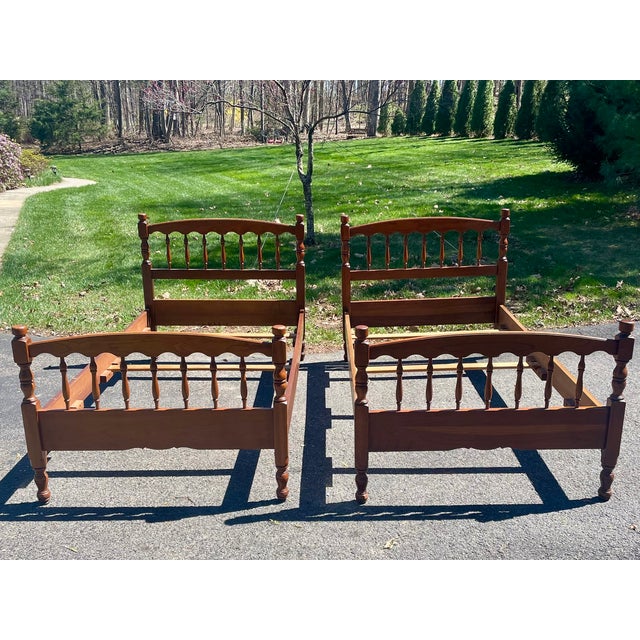 Late 20th Century L. & J. G. Stickley American Colonial Cherry Twin Beds For Sale - Image 18 of 18