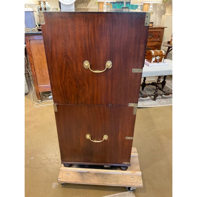 Brown 19th Century English Campaign Chest For Sale - Image 8 of 12