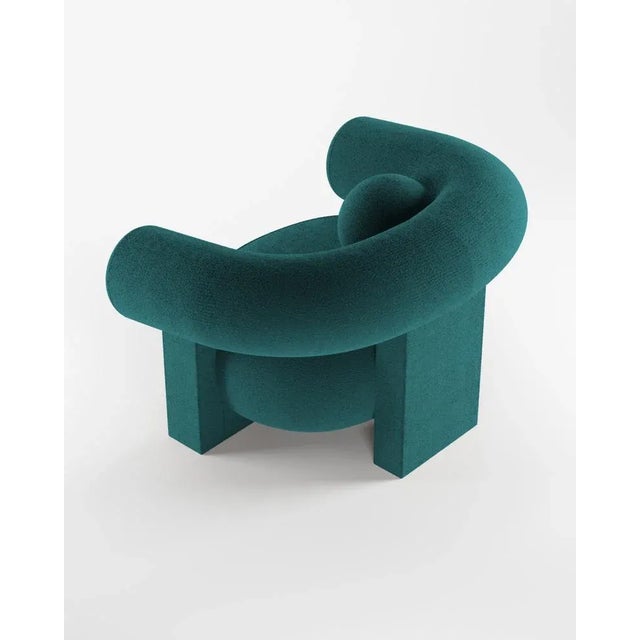 Cassete Armchair in Boucle Ocean Blue by Alter Ego for Collector For Sale - Image 4 of 5
