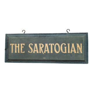Early 20th Century Double Sided "The Saratogian" Saratoga Newspaper Sign For Sale