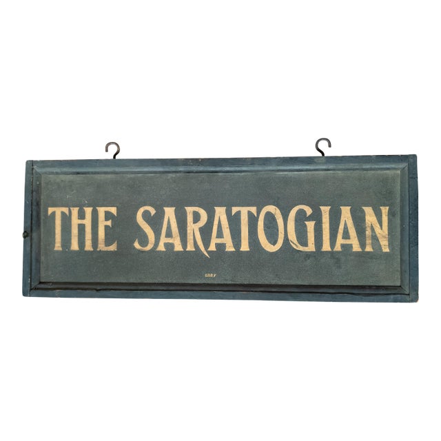 Early 20th Century Double Sided "The Saratogian" Saratoga Newspaper Sign For Sale