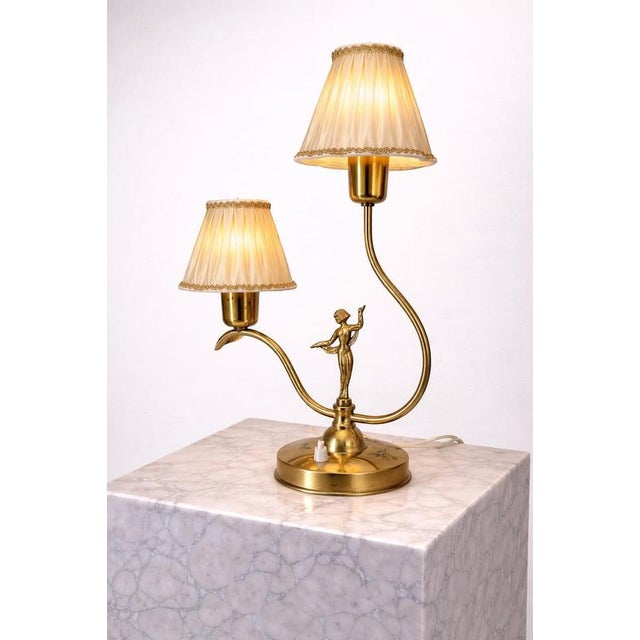 1930s Swedish Art Deco Brass Figural Table Lamp from Ystad-Metall, 1930s For Sale - Image 5 of 9