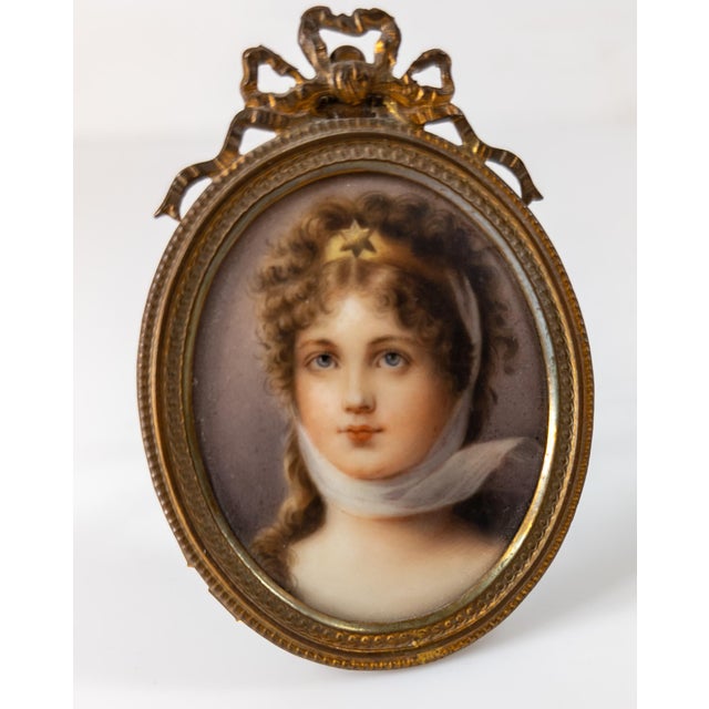 Victorian 19th Century German Painted Porcelain Portrait of Queen Louise of Prussia For Sale - Image 3 of 9