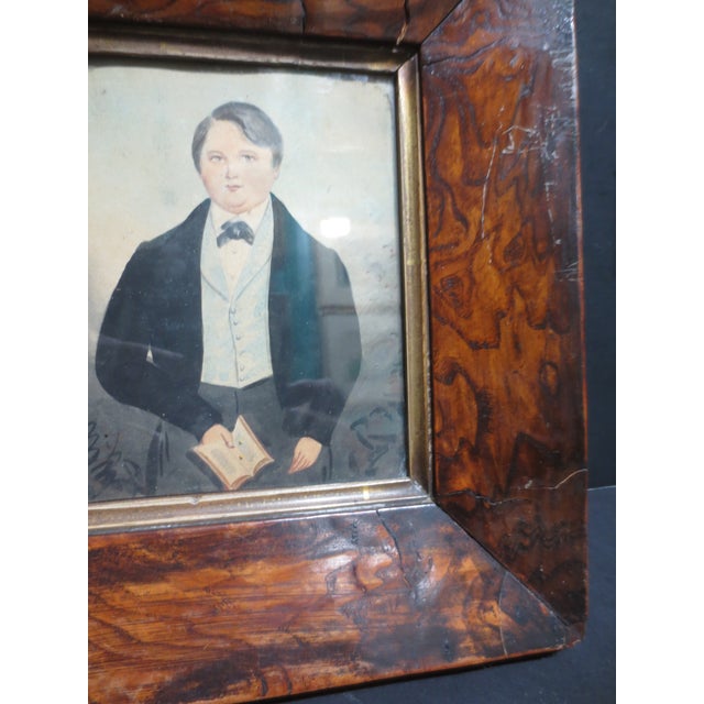 Paint 19th Century Portrait of a Young Man Watercolor For Sale - Image 7 of 9