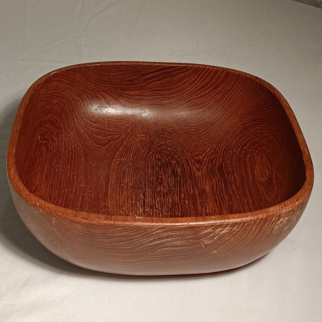 Farmhouse Vintage Farmhouse Rustic Square Natural Wood Bowl For Sale - Image 3 of 7