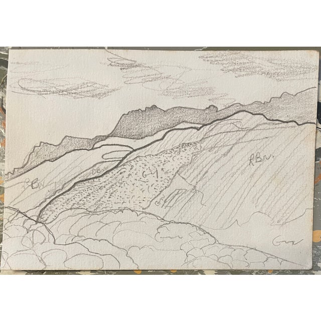 Drawing on paper of a quarry in Wales, Great Britain by Robert Henry Angeloch (1922-2011). Estate stamp on the back and...