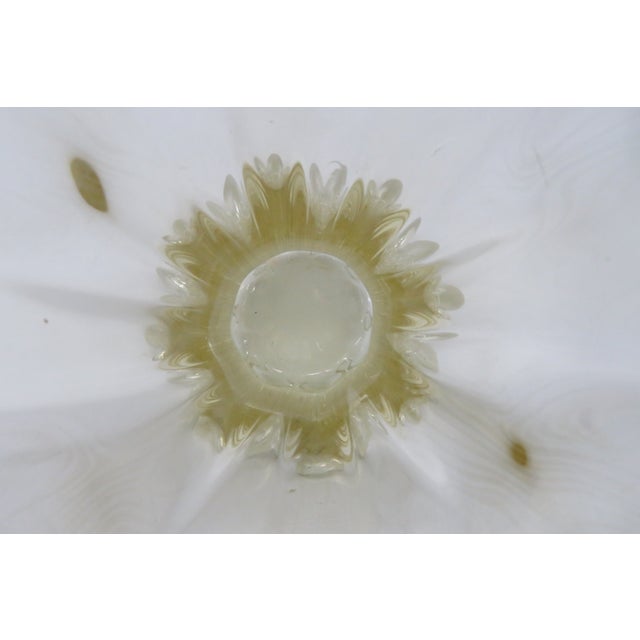 Mid Century Modern Organic Yellow Art Glass Ruffled Rim Handkerchief Vase 4768b For Sale - Image 9 of 15