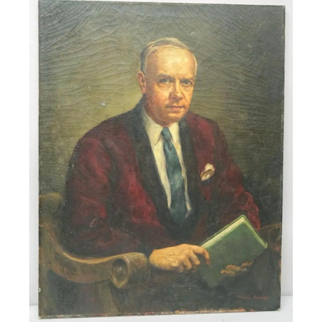 1930s 20th Century American School Portrait Painting of a Gentleman For Sale - Image 5 of 6