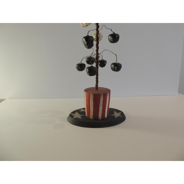 Vintage Americana Folk Art style Christmas tree with Painted tissabells Folk art USA colors Size: 6.5"W x 4"D x 19"H