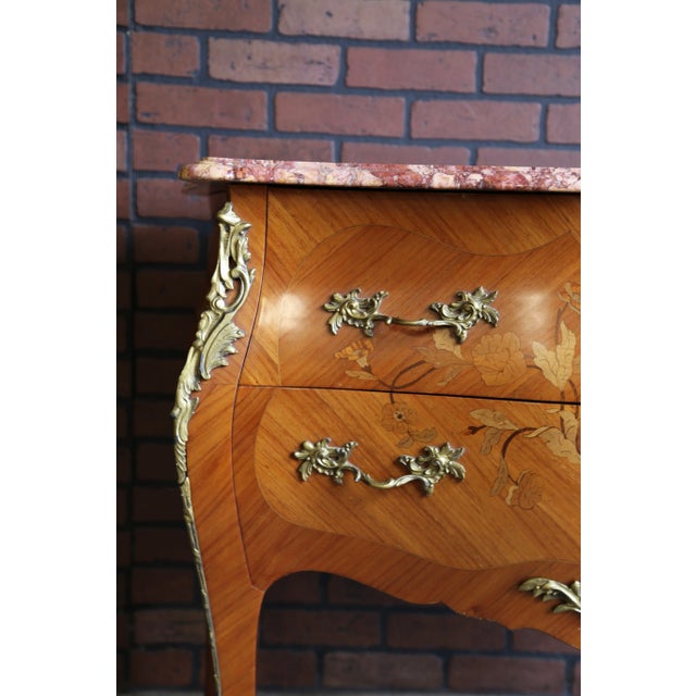 Late 19th Century Antique French Louis XV Marble Top Bombe Chest For Sale - Image 5 of 8