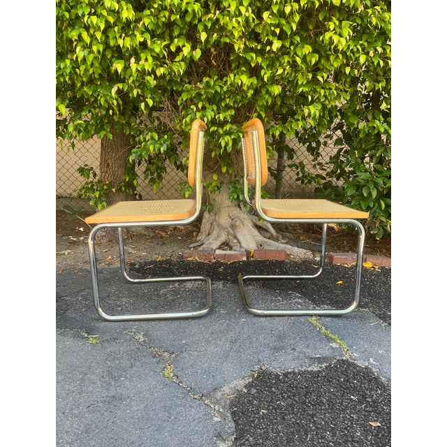 Marcel Breuer Vintage 1980s Cesca Style Chairs - A Pair in the Style of Marcel Breuer For Sale - Image 4 of 7