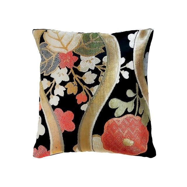 Early 20th Century Japanese Silk Obi Accent Pillow For Sale - Image 10 of 13