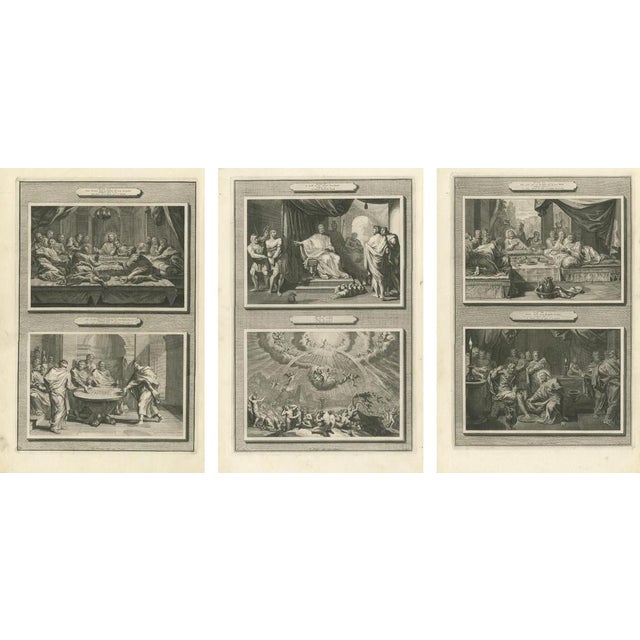 Mortier, Dutch Baroque Passion of Christ Double Scenes, Engravings, 1700, Framed, Set of 3 For Sale - Image 6 of 10