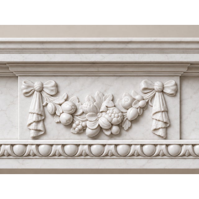 Large Antique Edwardian Carved White Marble Fireplaces, 1901, Set of 2 For Sale - Image 4 of 7
