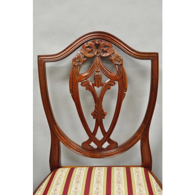 Vintage Sheraton Federal Mahogany Shield Back Dining Room Chairs - Set of 6 For Sale - Image 4 of 16