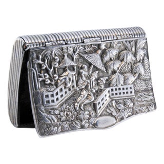Silver Snuff Box with Idyllic Scene in High Relief For Sale