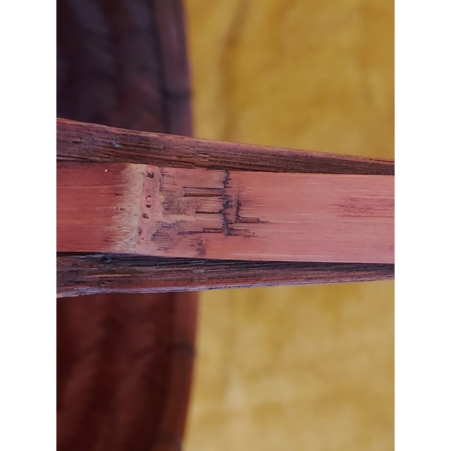 Wood Antique Japanese Signed Smoked Bamboo Ikebana Basket- Meiji Taisho For Sale - Image 7 of 12