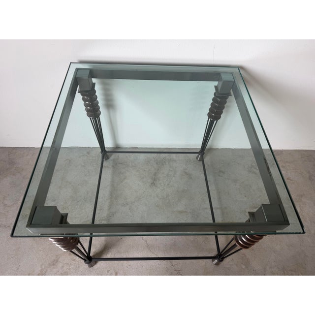 Black 1980s Larry Laslo for Directional Postmodern Metal & Glass Side Table For Sale - Image 8 of 11