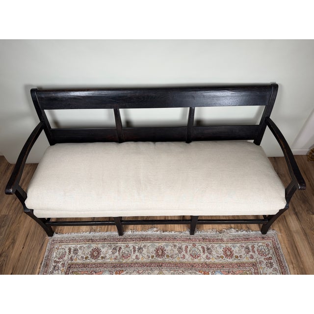 Wood Antique English Oak Three-Seat Bench, Late 19th Century For Sale - Image 7 of 10