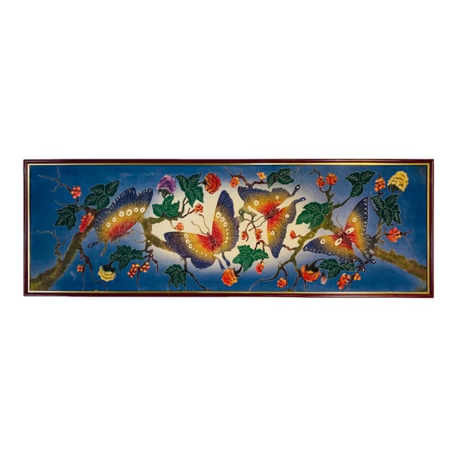 Hand Painted Textile, Framed For Sale