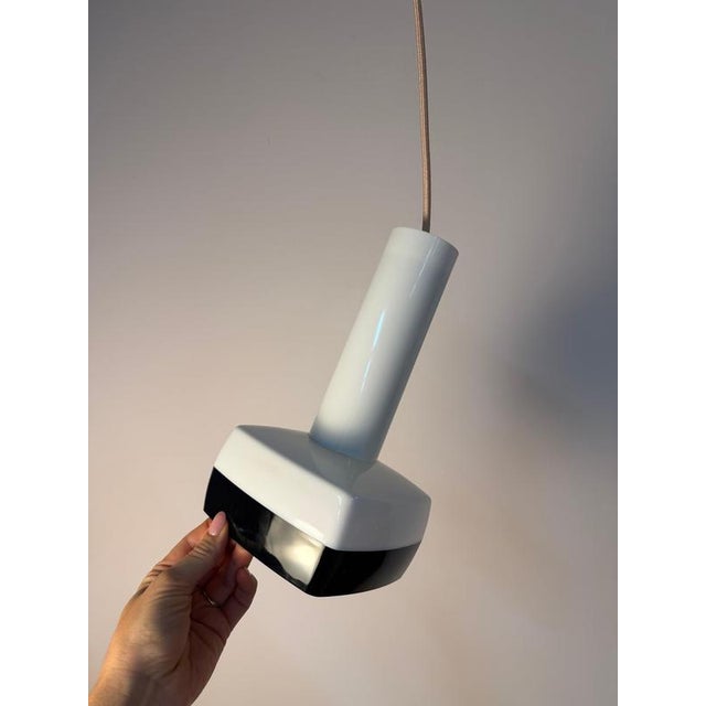 Black and White Pendant Lamp by Bent Karlby for Schrøder-Kemi, 1970s For Sale - Image 5 of 11
