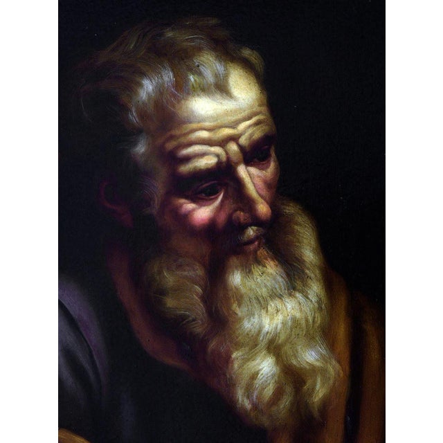 This expressive oil on canvas by Italian painter Ciro De Rosa depicts the bust of an elderly bearded man rendered in a...