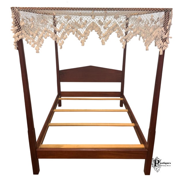 Vintage Traditional Chippendale Style Queen Size Four Poster Bed by featuring High Quality Solid Mahogany Construction,...