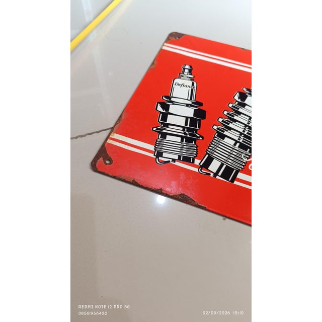 Vintage Defiance Spark Plugs Metal Sign Advertising 2026 Reproduction 1.3mm Steel For Sale - Image 4 of 18