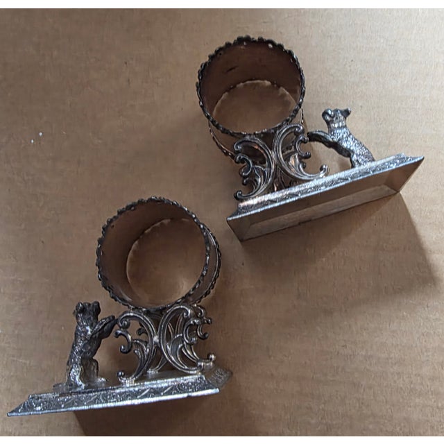 Pair of Antique Figural Napkin Rings With Dogs For Sale - Image 4 of 6