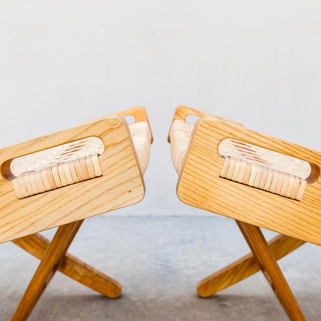 Mid-Century Modern Hans Wegner Model 512 Folding Chairs in Rattan & Ash For Sale - Image 3 of 18