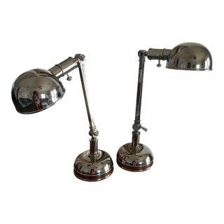 Vintage Ethan Allen Adjustable Chrome Desk Lamps, a Pair For Sale