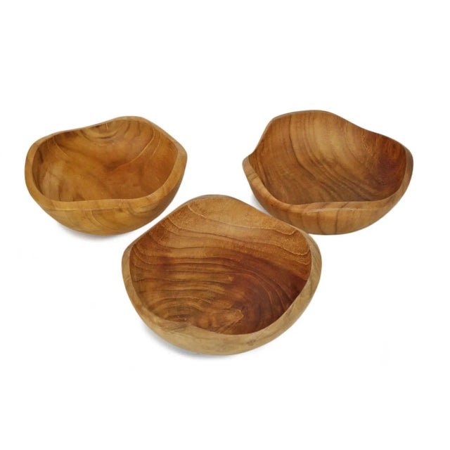 Contemporary Simple Teak Wave Bowl For Sale - Image 3 of 6