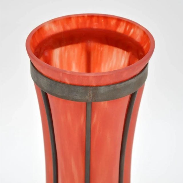 Vintage Art Deco Glass & Pewter Vase, 1930s For Sale - Image 4 of 8