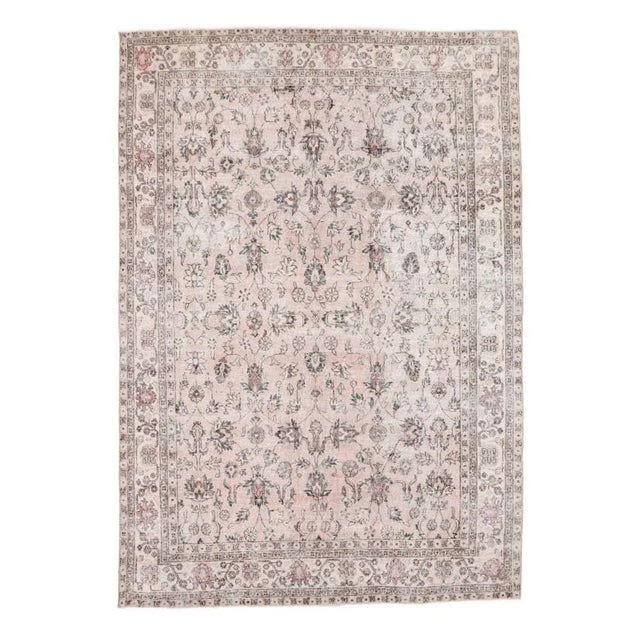 Textile Mid 20th Century Large Vintage Floral Turkish Oushak Rug For Sale - Image 7 of 7