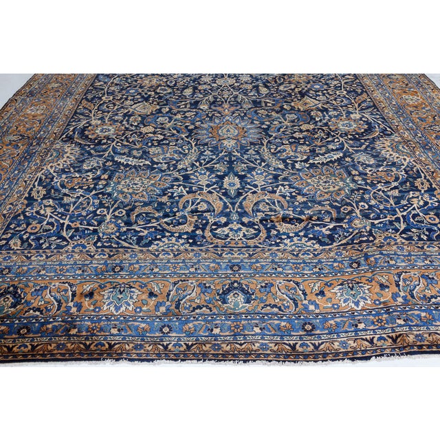 Ivory Authentic Persian Kirman Handmade Wool Rug For Sale - Image 8 of 8