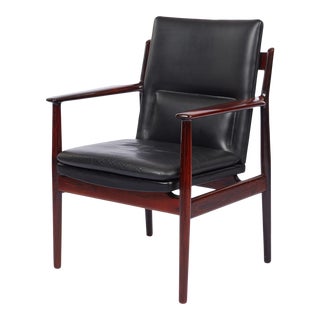 Arne Vodder Black Leather Armchair For Sale