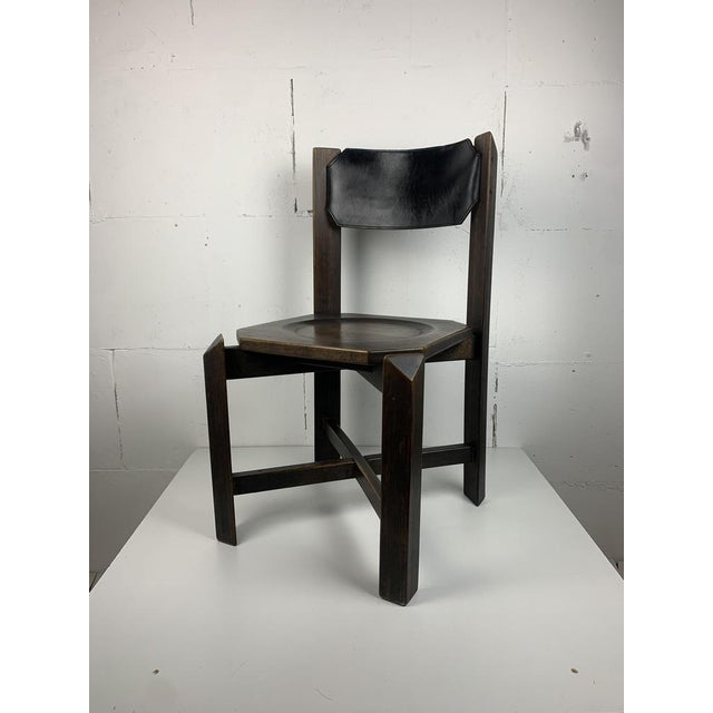 Mid-Century Modern Brutalist Architectural Dining Chairs in Beech Wood, 1970s, Set of 4 For Sale - Image 3 of 18