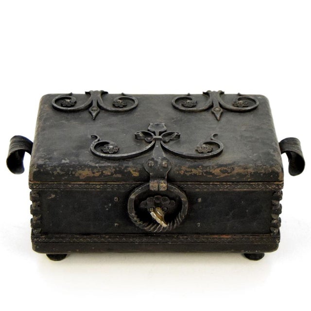 Vintage Hand-Forged Wrought Iron Box by Fr. Sauer, Germany, 1946 For Sale - Image 10 of 10