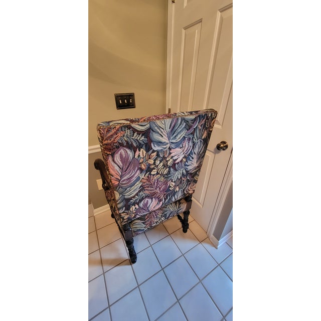 Wood Vintage French Louis Philippe Style Armchairs With Carved Wood Arms and Legs - A Pair For Sale - Image 7 of 18