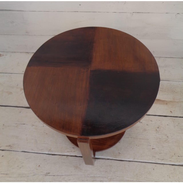 Brown Art Deco Walnut Coffee Table with Curved Legs and Ebonized Segmented Top, 1930s For Sale - Image 8 of 15