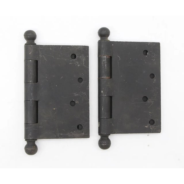 Pair of Vintage 5 X 4 Black Steel Butt Door Hinges For Sale - Image 4 of 4