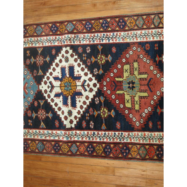 1920s Colorful Persian Kurd Tribal Geometric Runner For Sale - Image 4 of 6